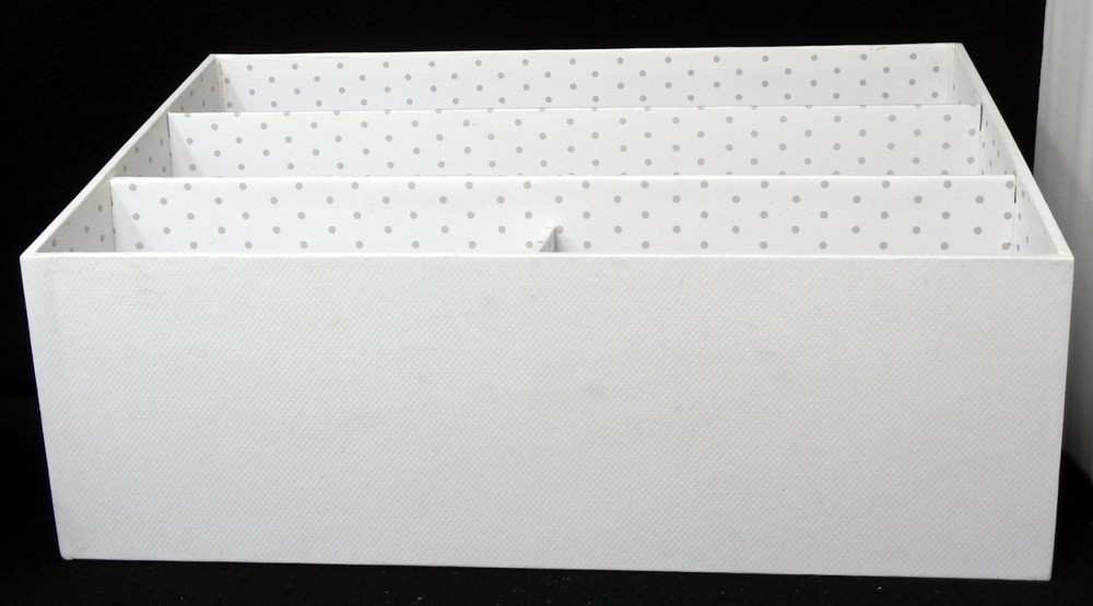 SEE JANE WORK 4-Section White & Gray Dot Angled Desktop Organizer