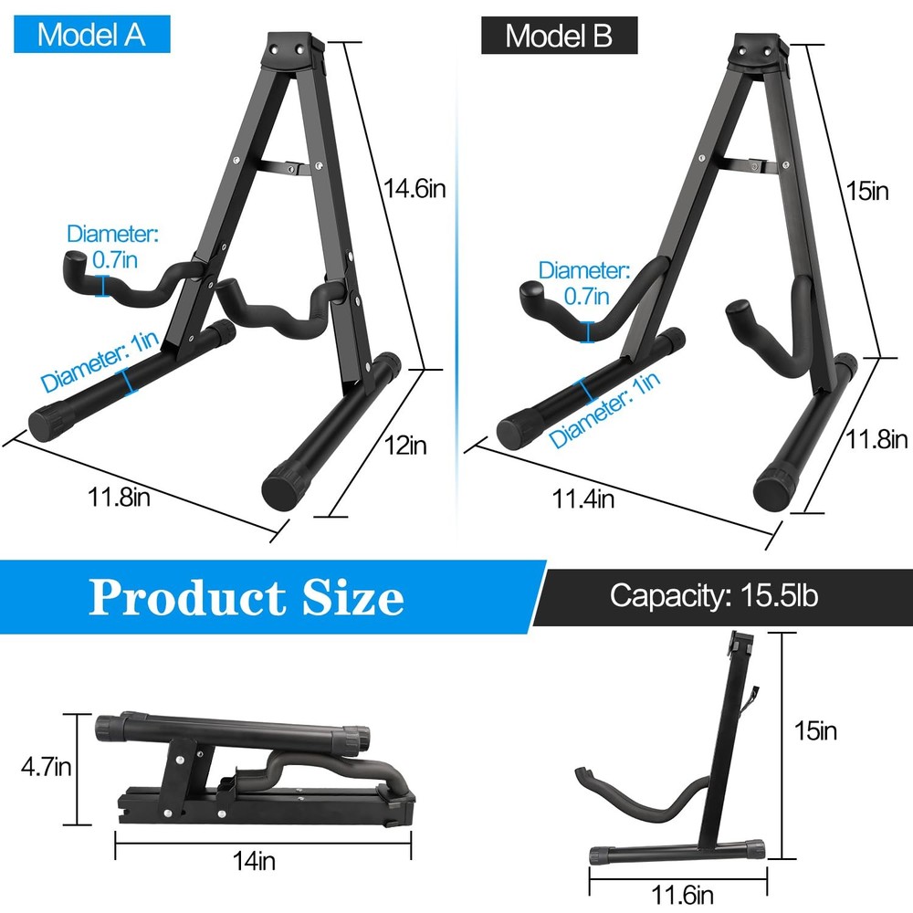 DkOvn 1 Pack Guitar Stand, A-Frame Folding Stand with Non-Slip Black