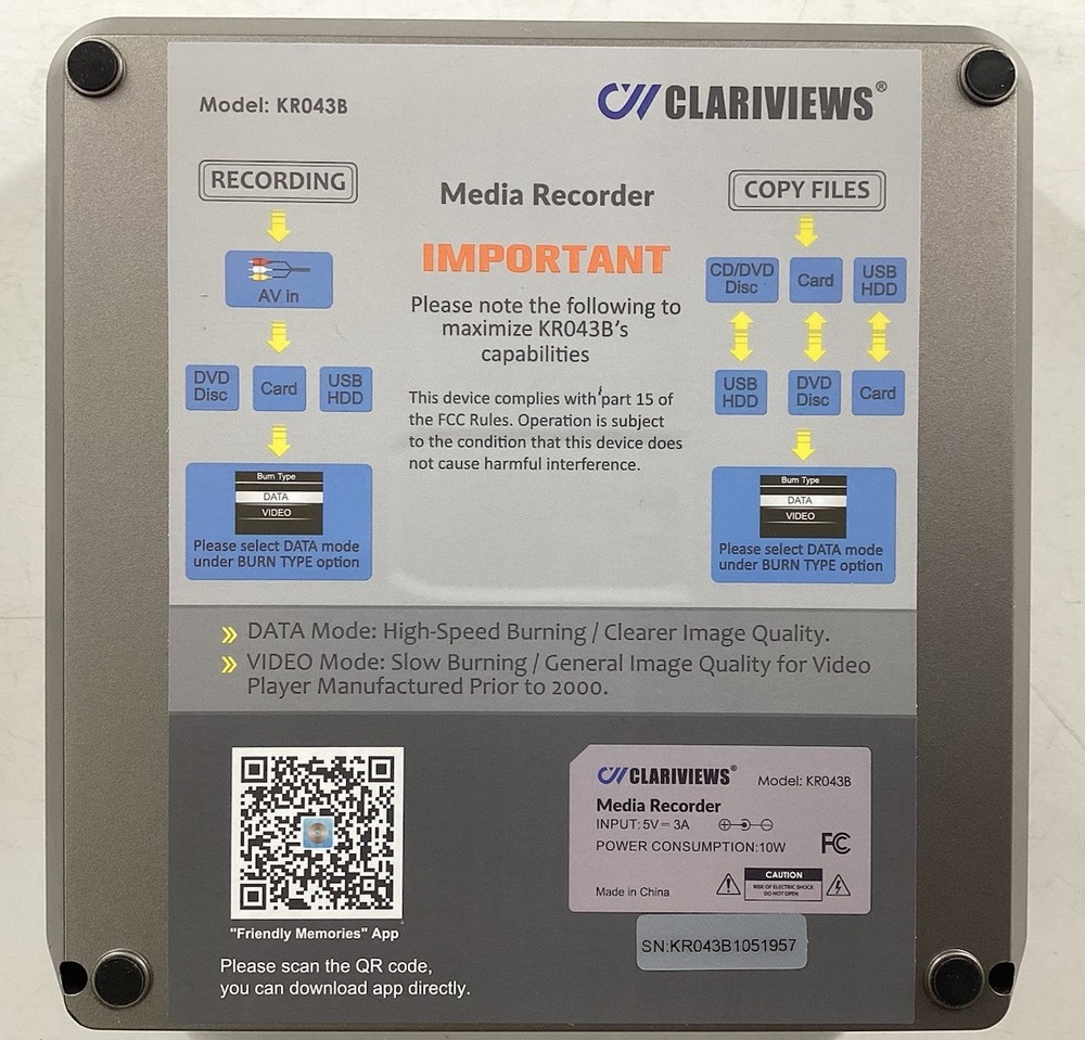 Clariviews KRO43 Multi Function Media Recorder.