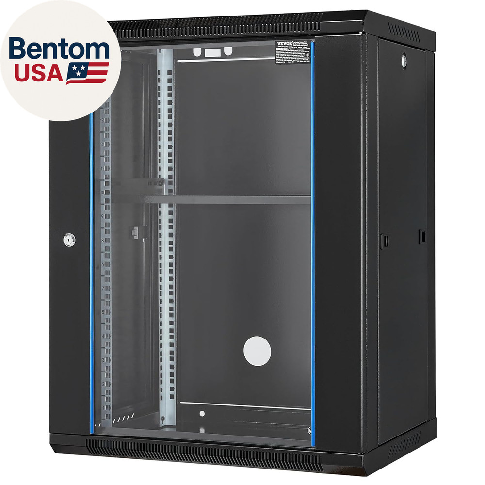 15U Wall Mount Network Server Cabinet, 18'' Deep, Server Rack Cabinet Enclosure,