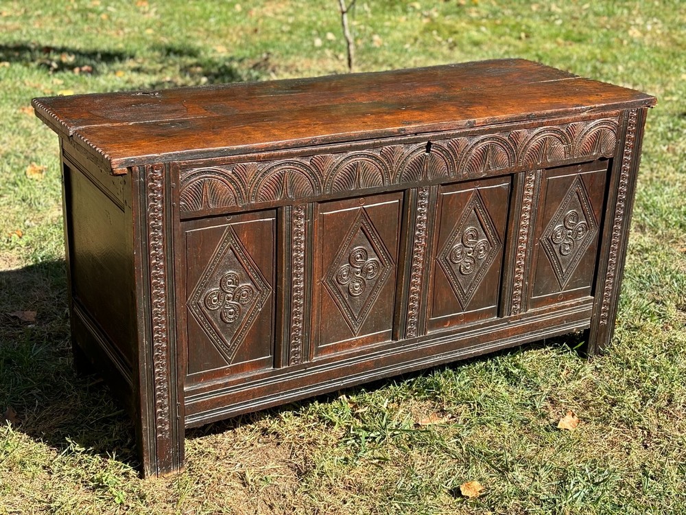 17th Century Charles I Oak Coffer--Shipping Available