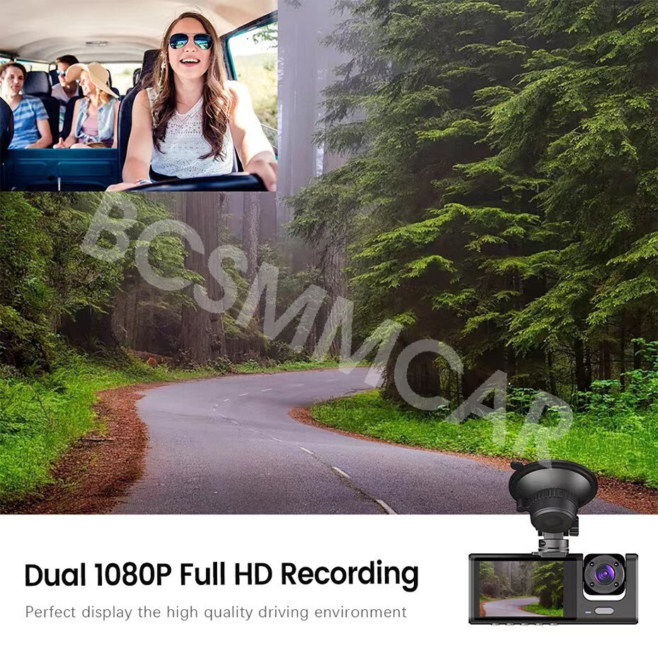Dash Cam for Car 1080P 3 Lens Dash Camera Night Vision G-sensor Loop Recording