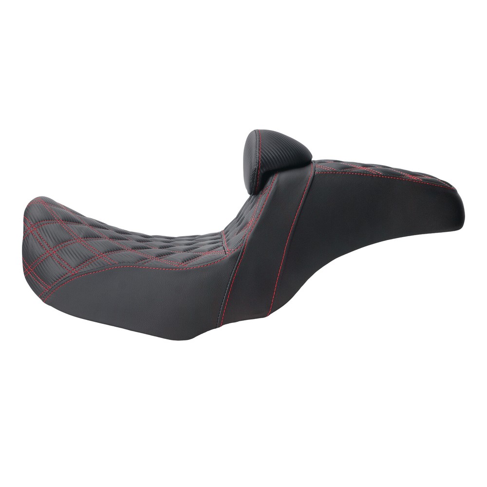 Step Up Red Stitching Seat & Backrest Driver For Harley Dyna Switchback 06-17