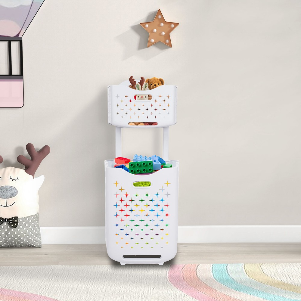 Foldable Multi-tier Laundry Hamper Collapsible Dirty Clothes Laundry Basket