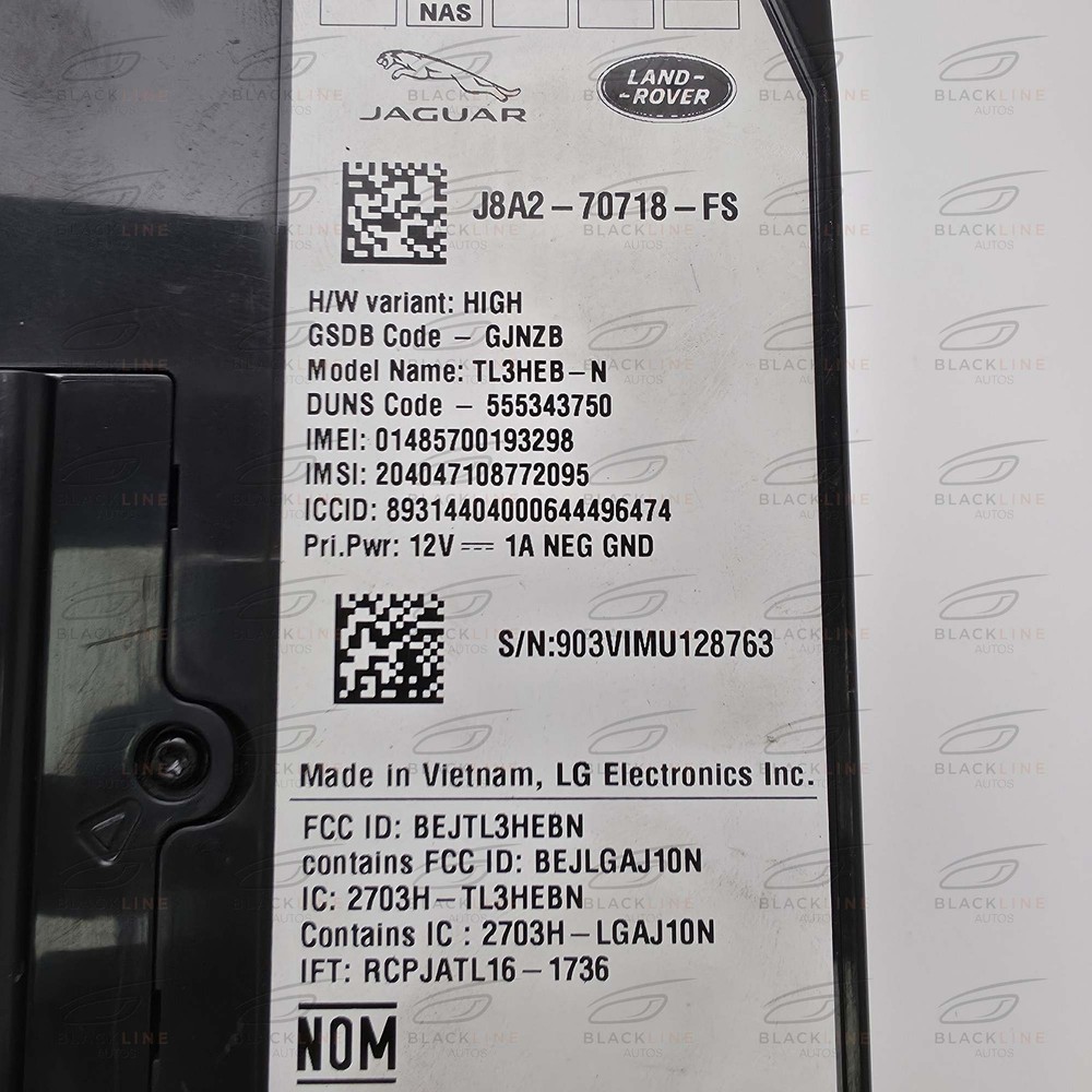 2017-2022 Range Rover Velar TELEMATICS CONTROL MODULE J8A270718FS