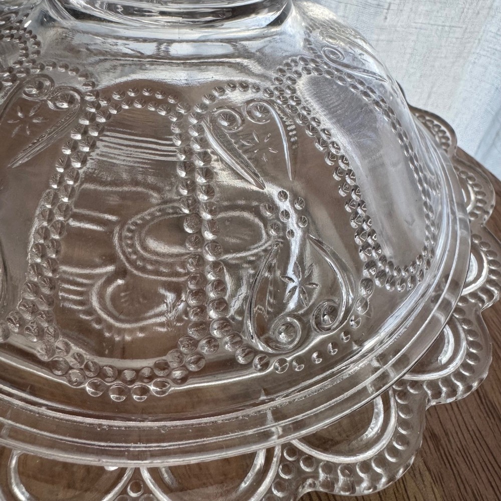 Antique EAPG Bryce Bros BEADED OVAL & SCROLL Covered Butter Dish