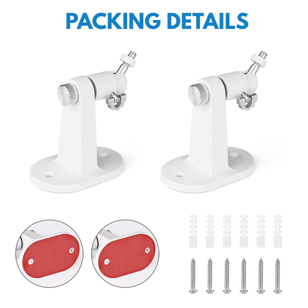 2Pack Adjustable Security Wall Mount Bracket for Ring Stick Up 2Pack, White