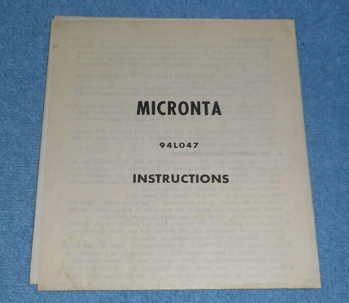 Vintage Micronta Multitester Instructions Only Schematic Diagram