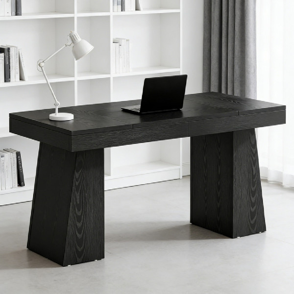 Modern Black Wood Office Desk Computer Table Home Office Study Workstation