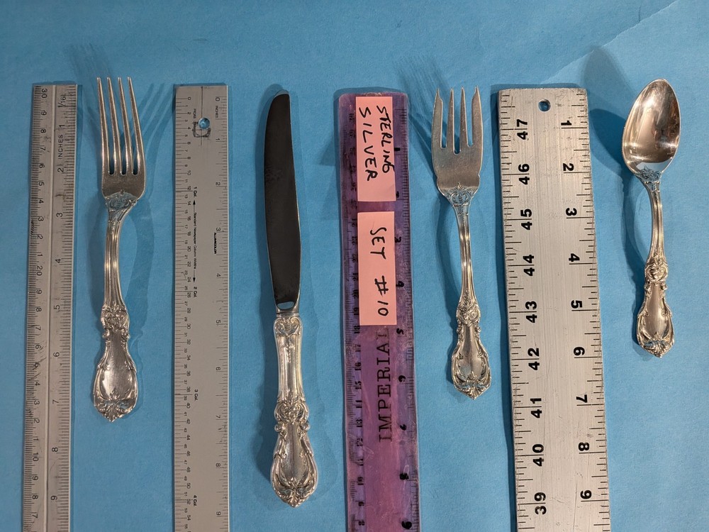 REED & BARTON LUXURY STERLING SILVER 4PC PLACE SETTING SET #10