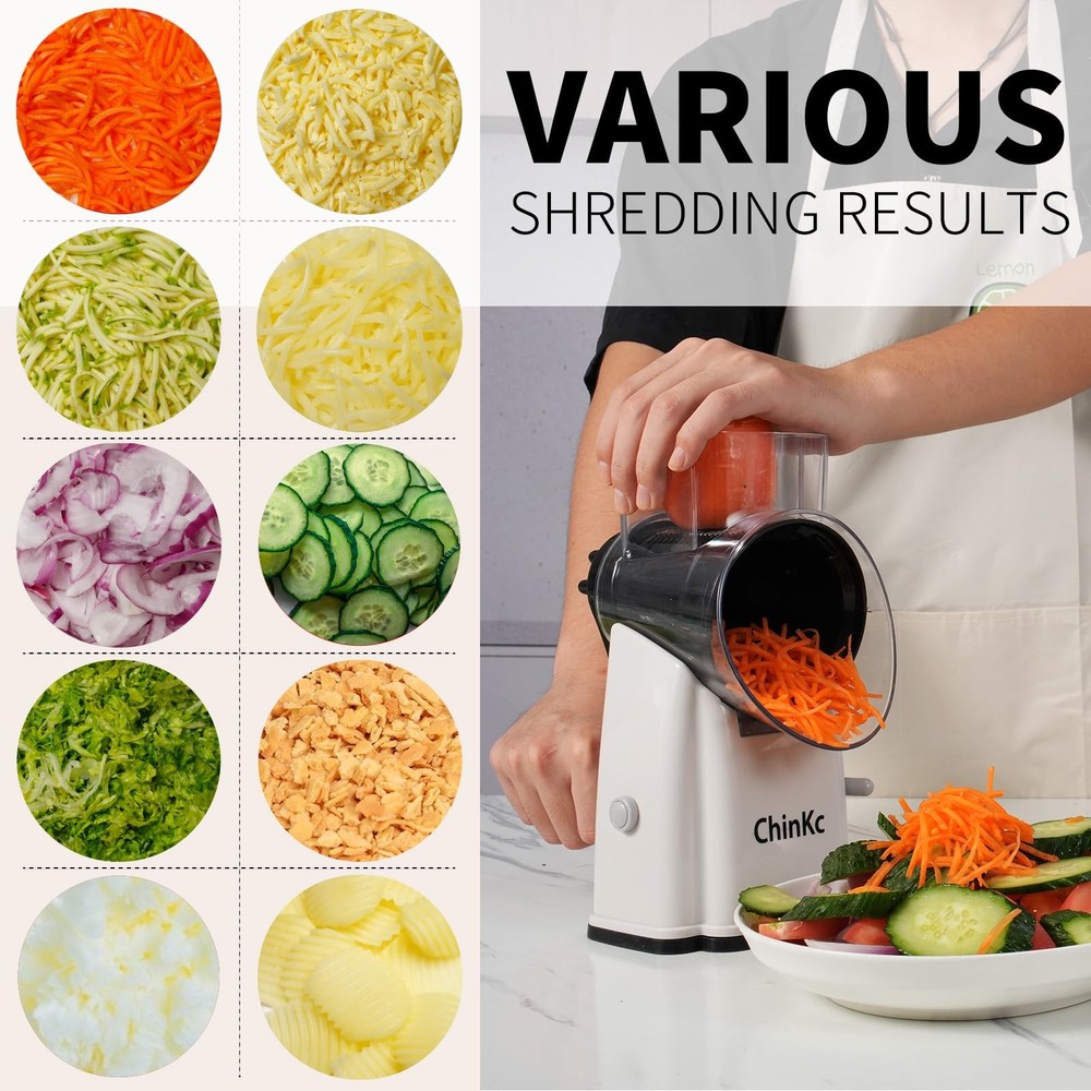Rotary Cheese Grater Shredder with Handle 5 Interchangeable Blades