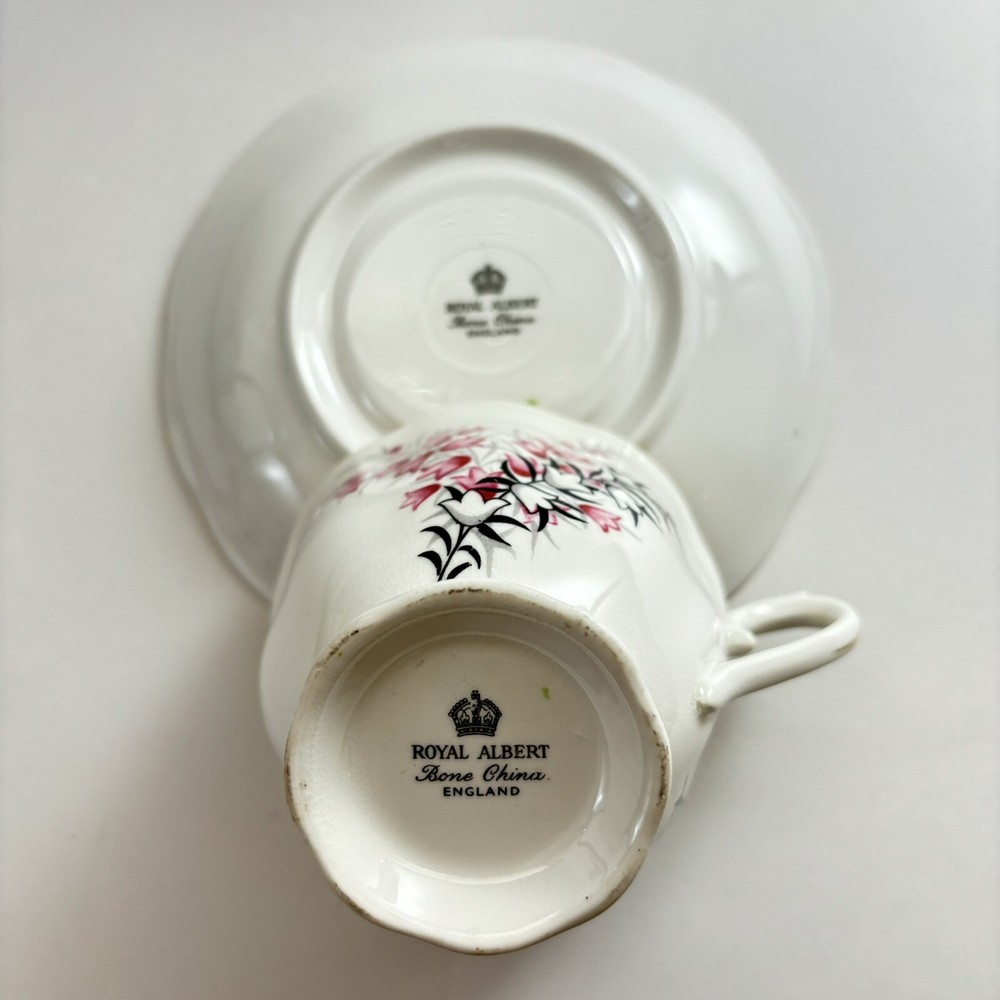 Royal Albert Tea Cup & Saucer Bone China Englan Matches The Pixie Pink Pattern