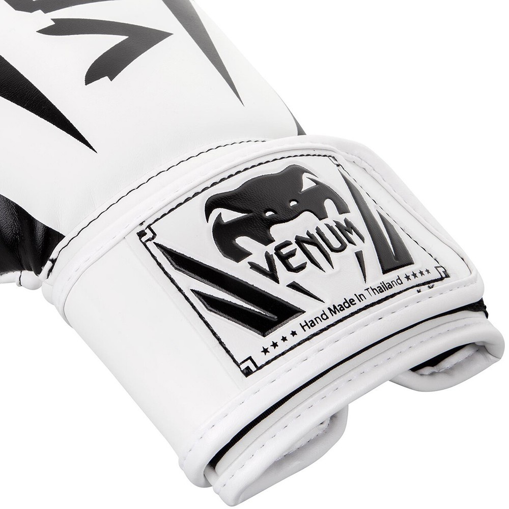 Venum Elite Hook and Loop Training Boxing Gloves - White/Black