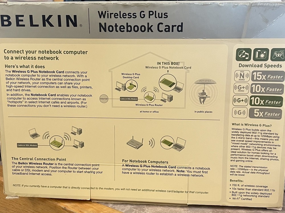 Belkin Wireless G Plus Notebook Card 2006 Windows 2000 or XP