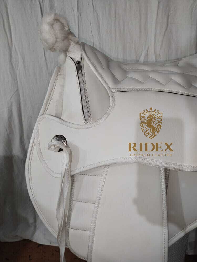 White Synthetic Treeless Western style with Extra Panel 15".