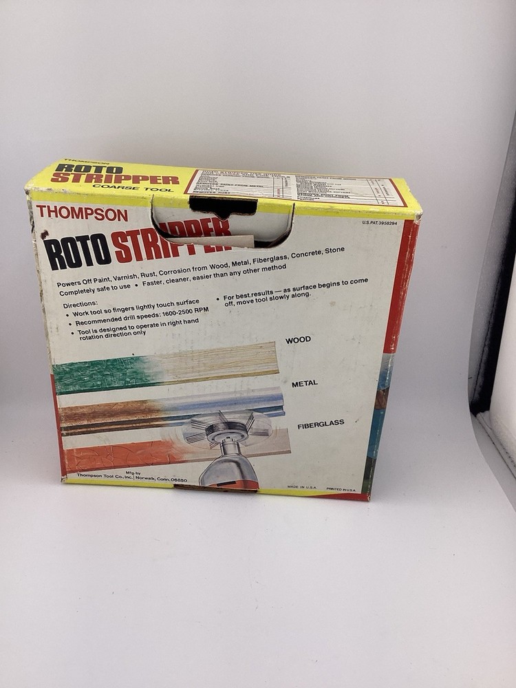 Thompson Roto Stripper Coarse & Fine Drill Attachment Tool Paint Rust Removal
