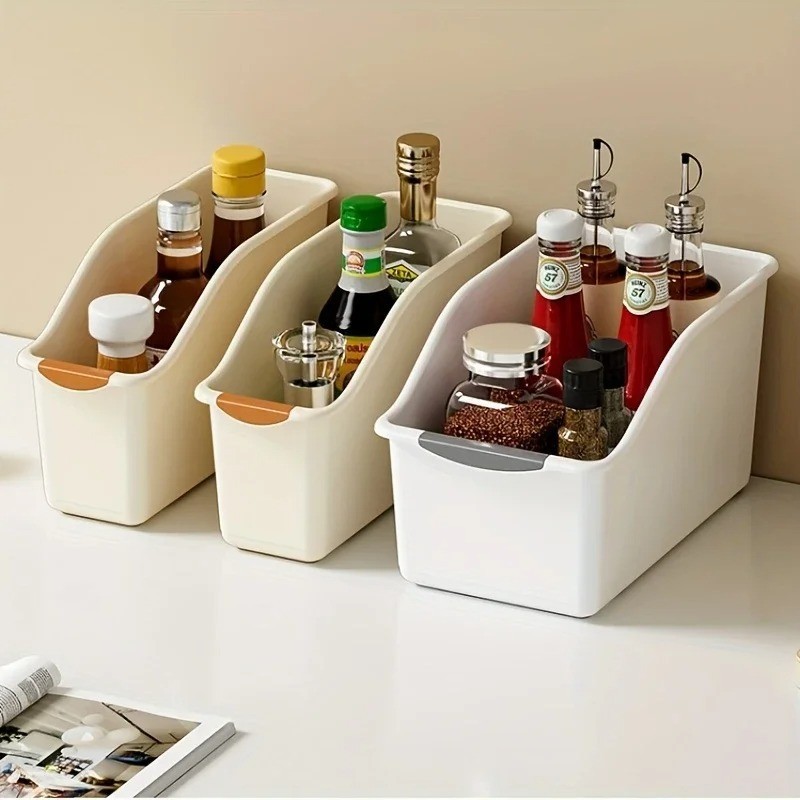 Curved Plastic Storage Bins Set Multipurpose Home Organizer Boxes