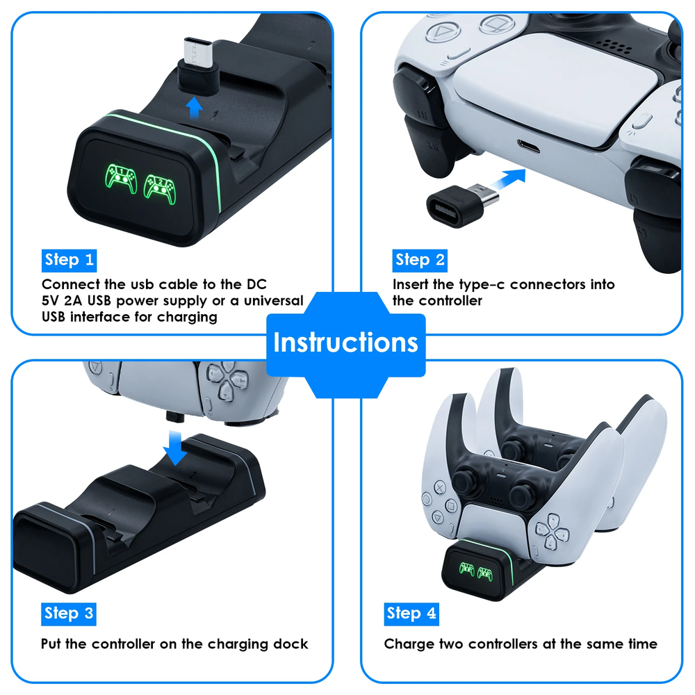 Dual Controller Charging Dock for the Switch Pro / PS5 / Elite 2 / Series S/X