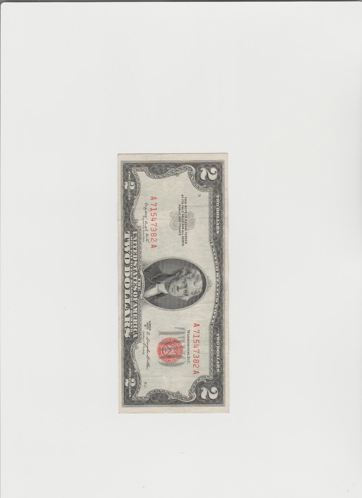 1953-B $2 Red Seal Note in lightly circulated condition.