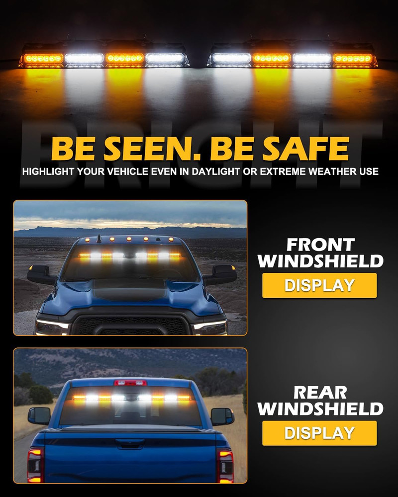 604N Emergency Dash Strobe Lights W/Controller: 2X16.8 Inch Amber White Security