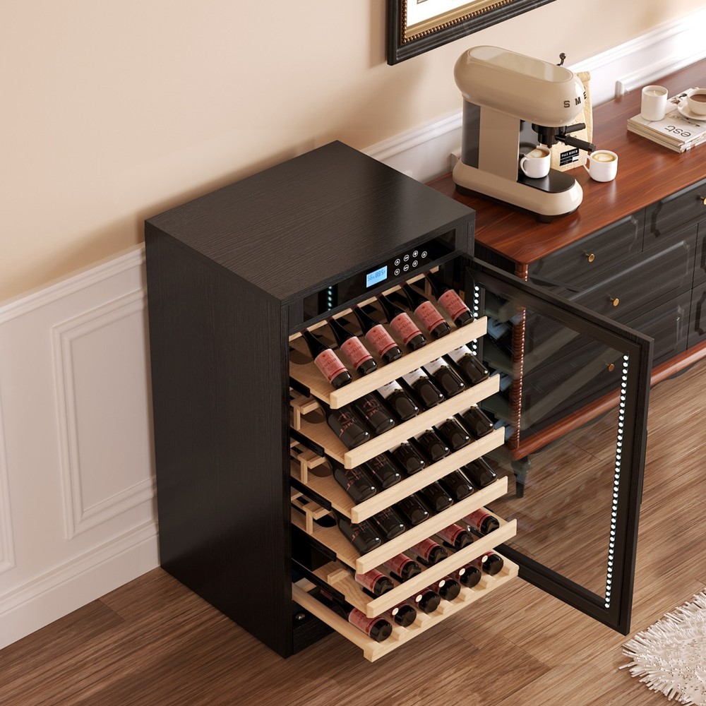 7.6 ft3 LED Touch Screen Display Constant Temperature Black Grape Wine Cooler