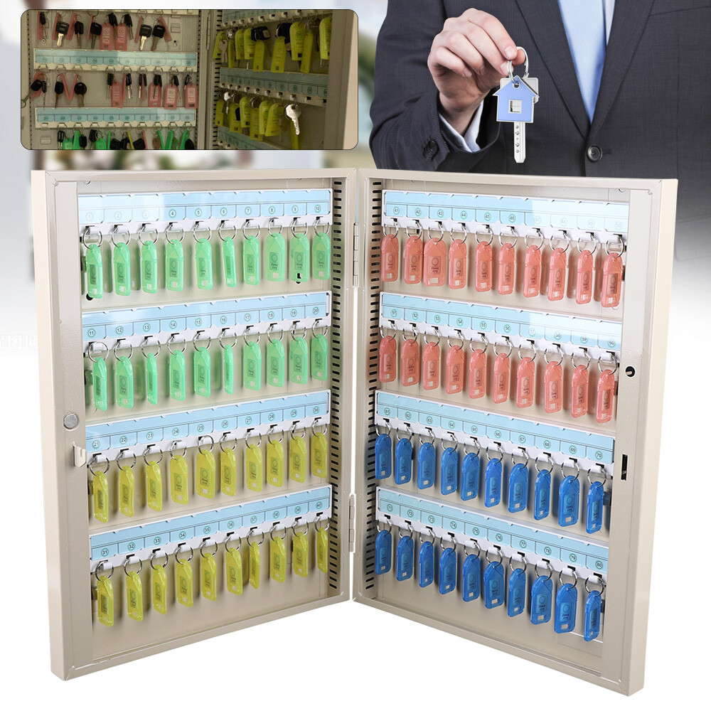 Wall-Mounted 80-Key Cabinet with Lock - Durable Organizer for Home & Office
