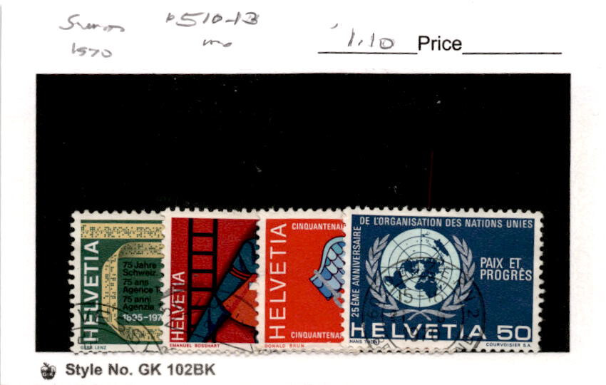 Switzerland, Postage Stamp, #510-513 Used, 1970 (AC)