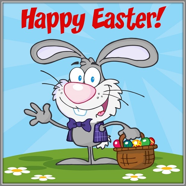 30 Custom Happy Easter Grey Bunny Personalized Address Labels