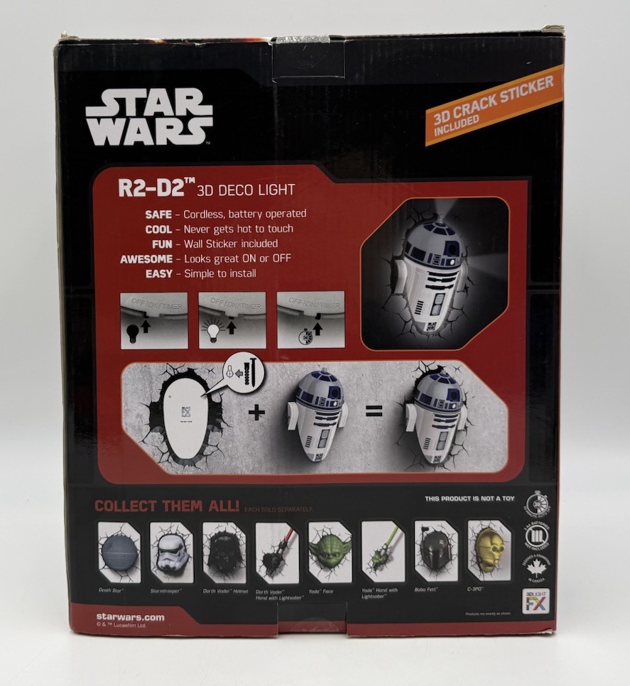 Star Wars R2-D2 3D Deco Light FX LED Wall Light ~ Damaged Box