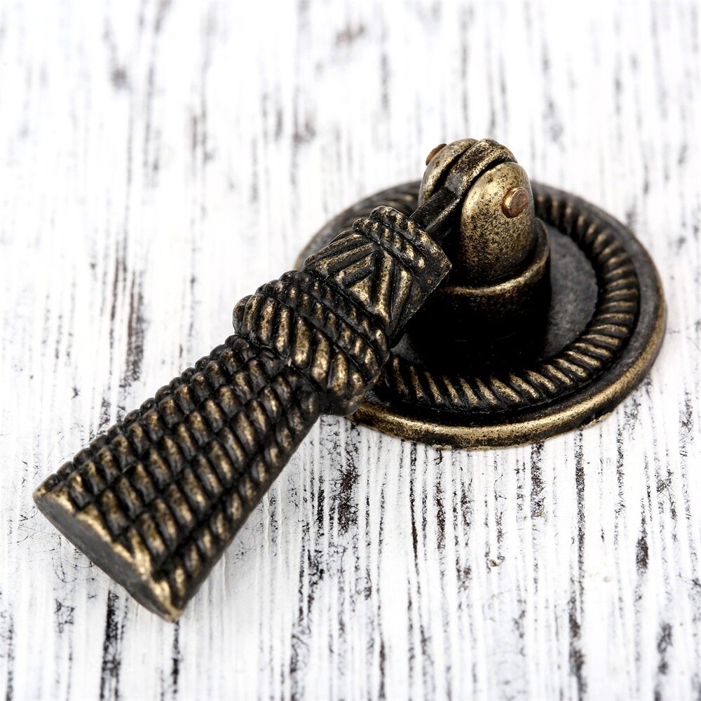 Drop Single Hole Knob Drawer Pull Dresser Cabinet Handle Antique Bronze Hardware
