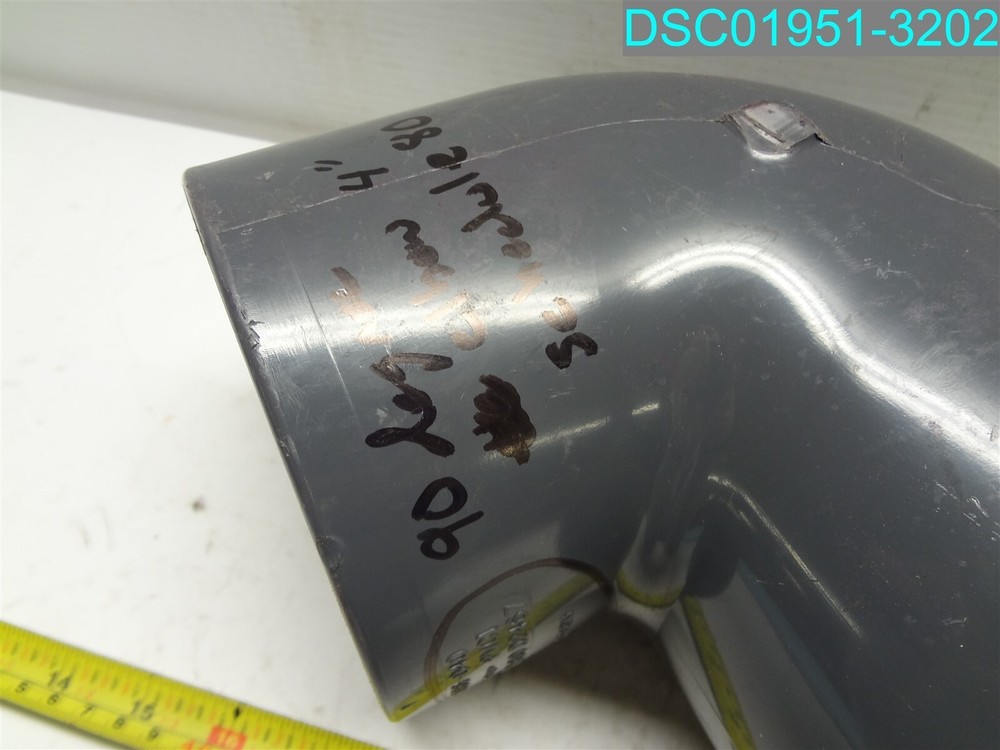 4" Schedule 80 PVC 90 Deg Elbow Socket, 806-040 Gray