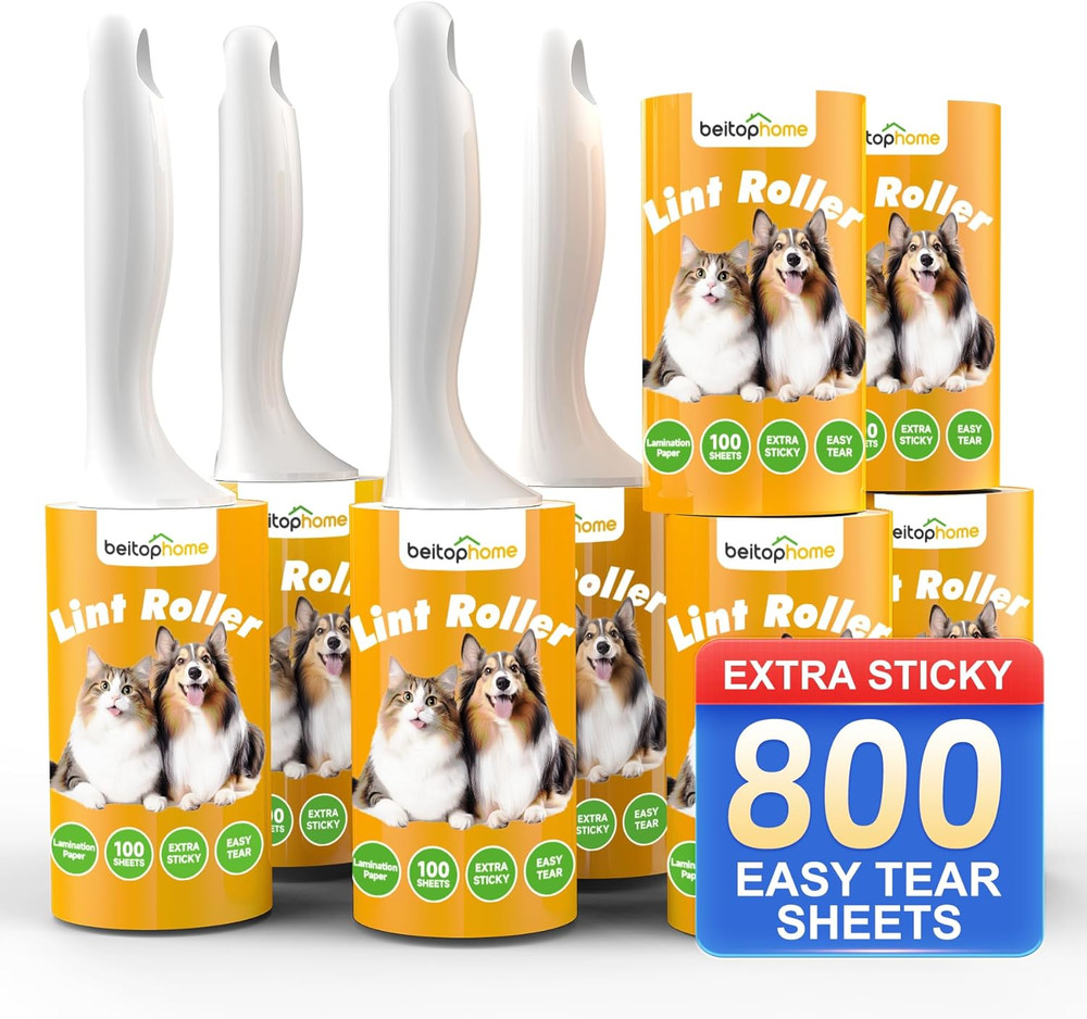 Lint Roller, 800-Sheet Extra Sticky Rollers for Pet Hair, 4 Handles, Value Pack