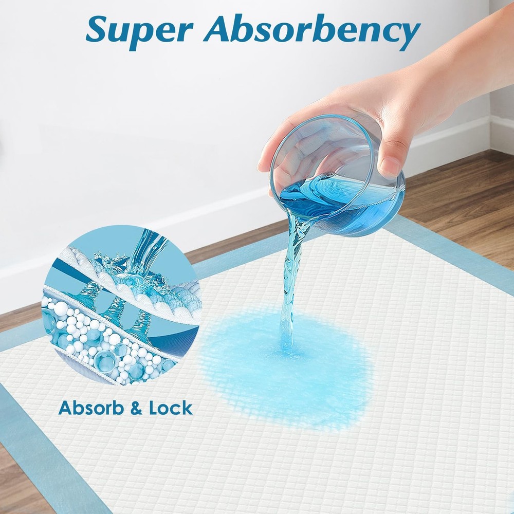 100 Count 22” x 22” Super Absorbency Disposable Underpads, Leakproof Quick Dr...