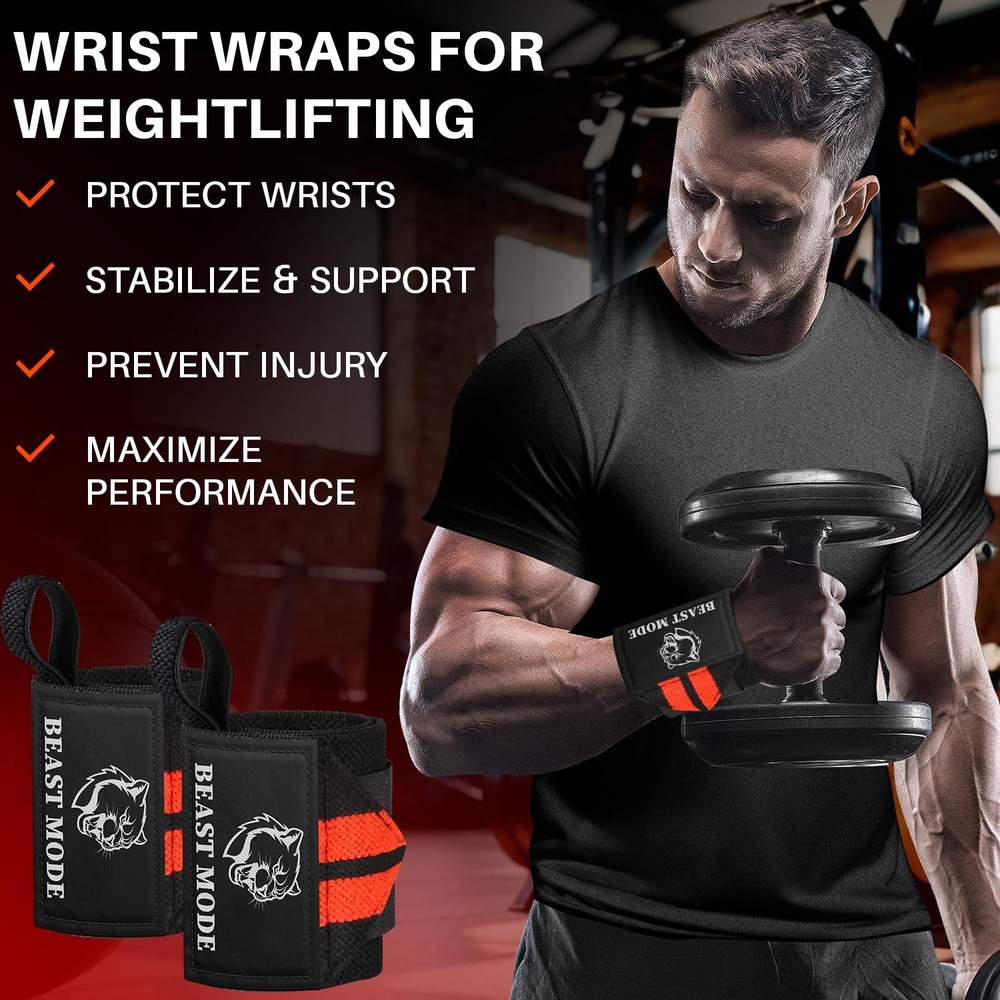 Weightlifting Wrist Wraps with Thumb Loop – 18" HeavyDuty Support for