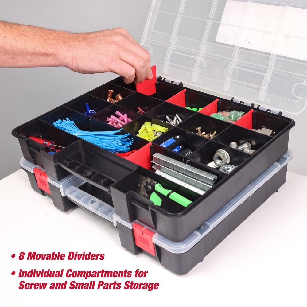 2-Pack Organizer, Stackable Plastic with 8 Movable Dividers, 93512638