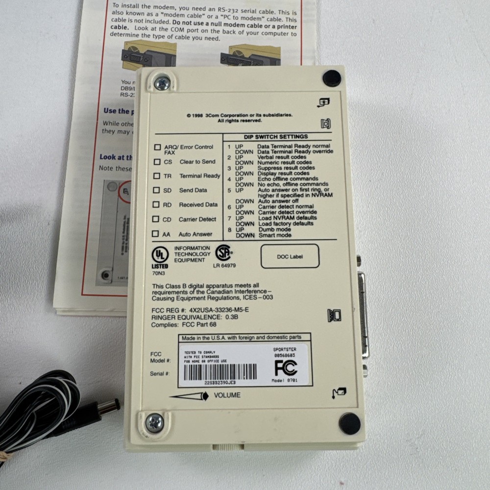 U.S. ROBOTICS 56K FAXMODEM USR5686D