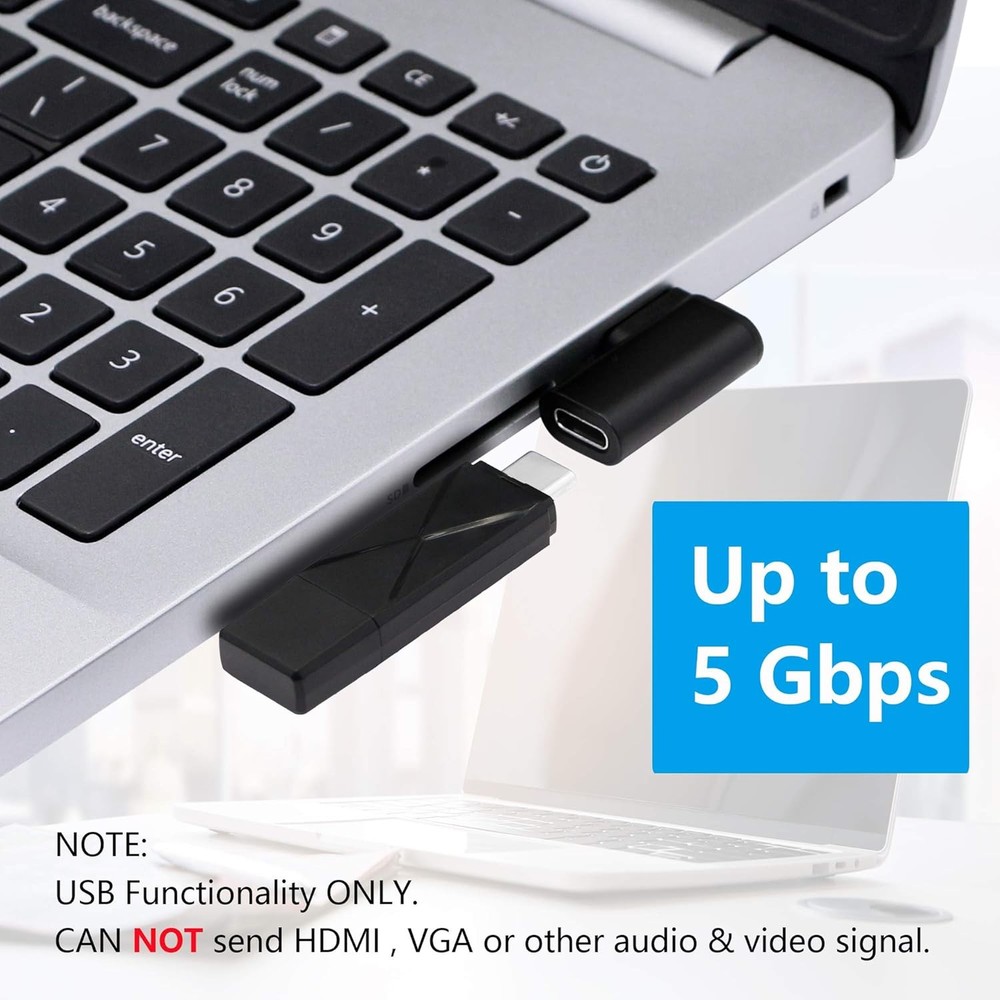 CERRXIAN 90 Degree USB C to A Adapter, Right Angle & Left black