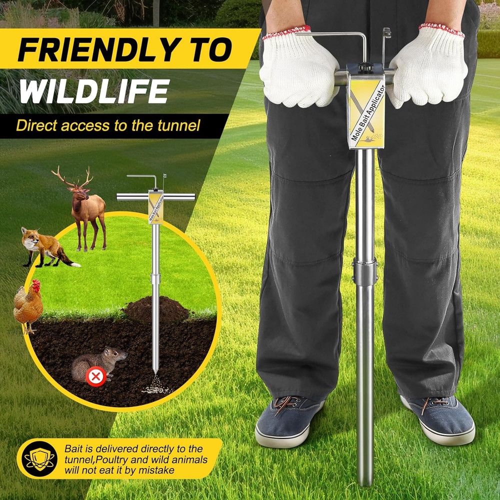 Gopher & Mole Bait Applicator, Stainless Steel Gopher/Mole/Vole Killer, Durable
