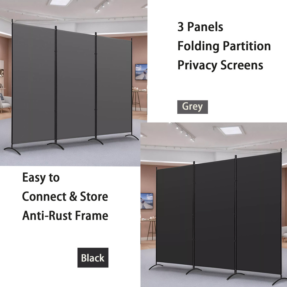 3 Panel Room Divider Folding Privacy Panel Screens for Office Separation 2 Color