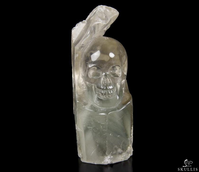 3.5" Phantom Quartz Rock Carved Crystal Skull