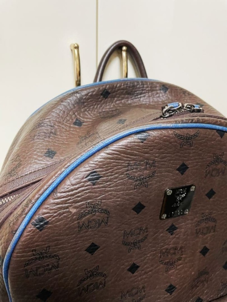 MCM backpack embossed chocolate brown
