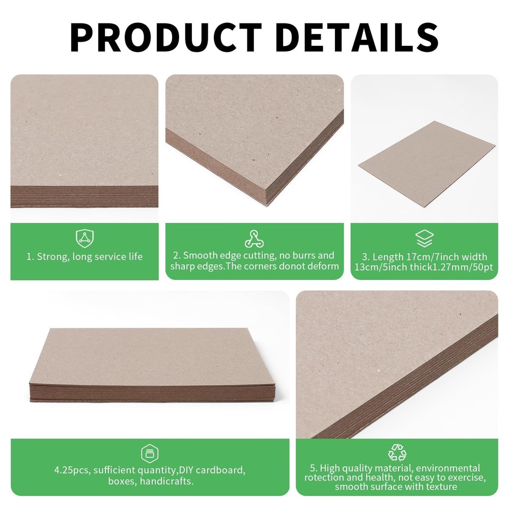 Chipboard Sheets 8.5" x 11" - 25 Sheets, 80PT Thick for Book Binding, Scrapbo...