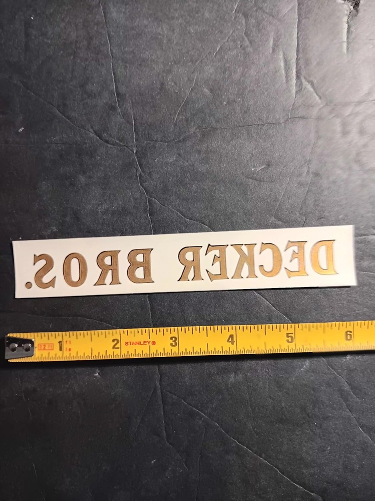 DECKER BROS -  Piano Fallboard Decal / Sticker