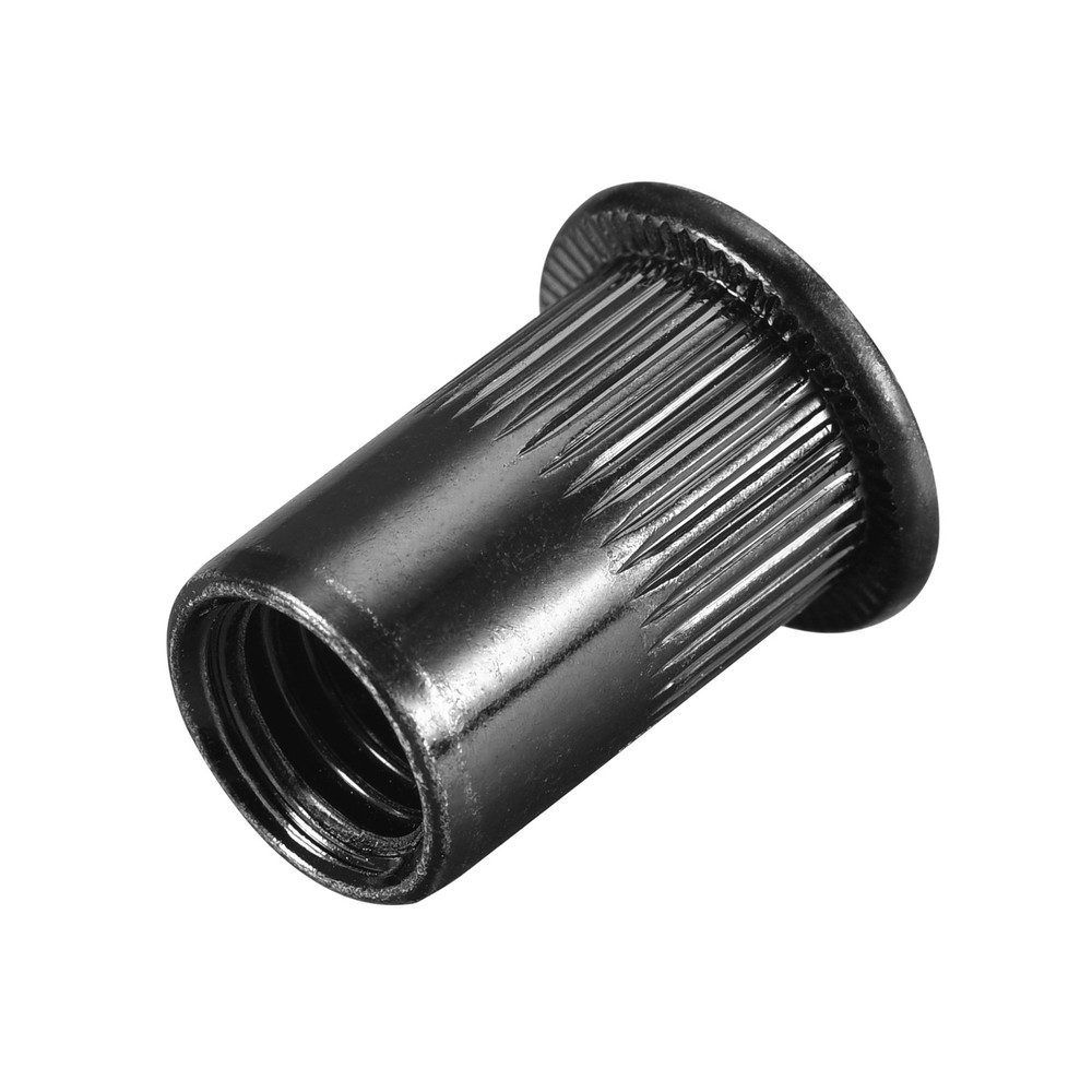 20Pack M10 Rivet Nuts Carbon Steel Knurled Flat Head Threaded Insert Nut Black