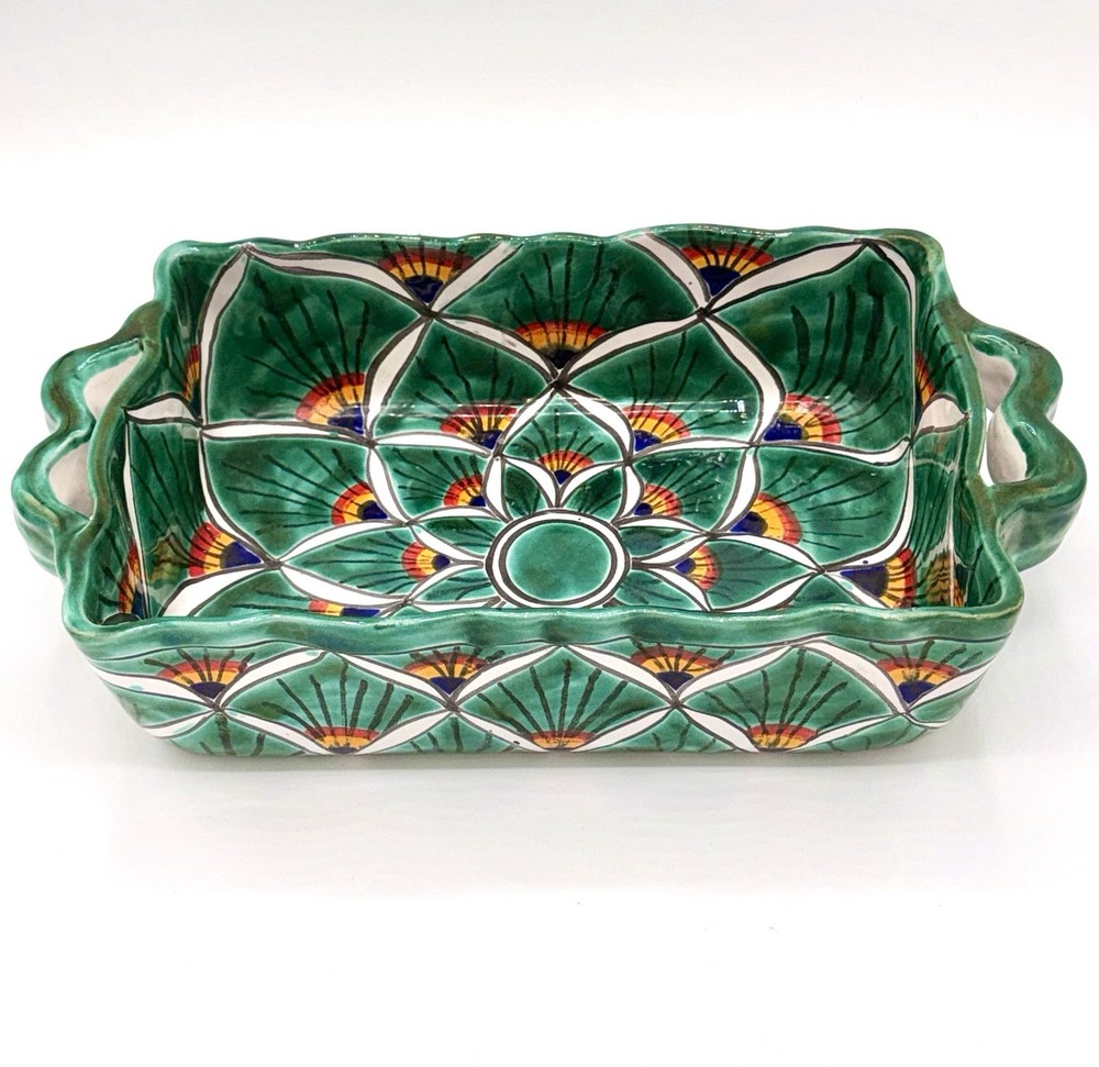 Authentic Signed Talavera Decorated Rectangular Baker Oven-Safe, No Lead, Mexico