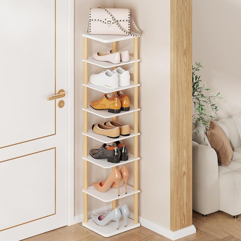 Space Saving Vertical Shoe Rack 8 Tier Adjustable Organizer Tool Free Assembly