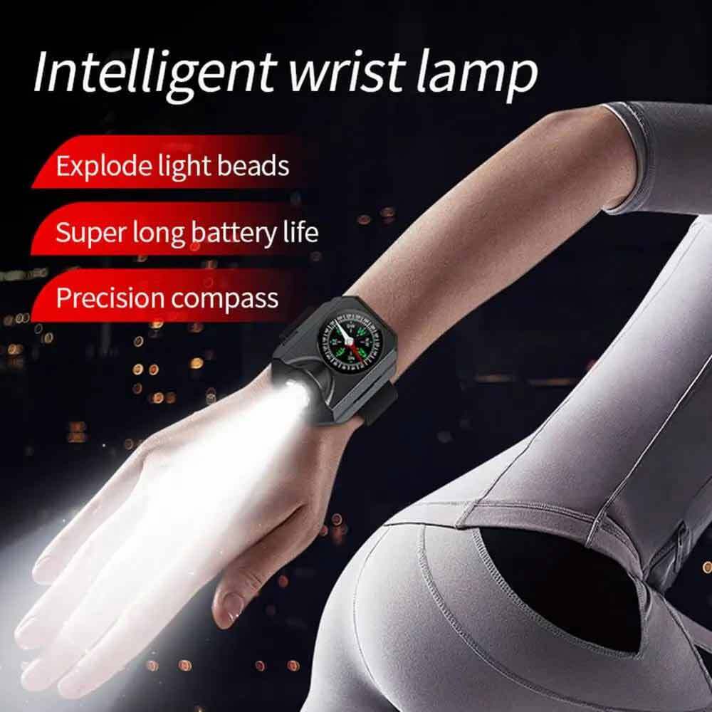 Mini Camping 2 in 1 Wrist light Compass Outdoor LED running light USB