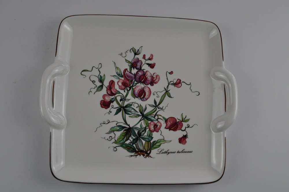Villeroy & Boch Botanica 9" CAKE PLATE Lathyrus Tuberosus SQUARE HANDLED