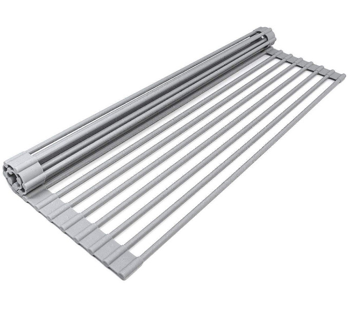 Roll Up Dish Drying Rack Over Sink Stainless Steel Kitchen Drainer