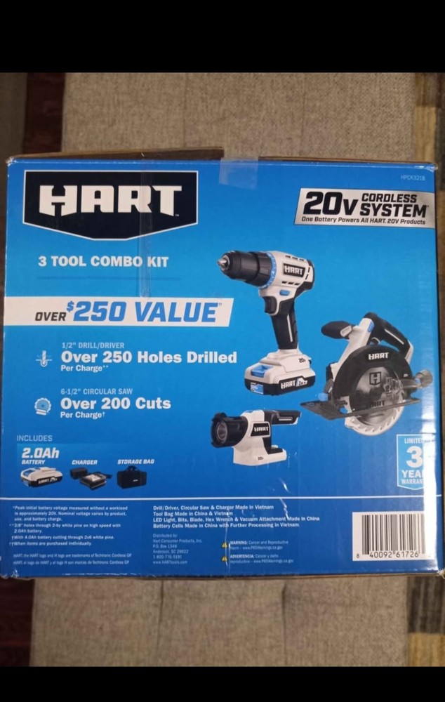 New HART 3 Tool Combo Kit 20V Cordless System
